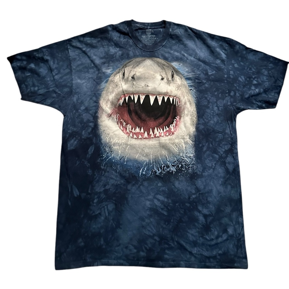 The Mountain Great White Shark T-shirt 4XLarge Blue Tie Dye T-shirt